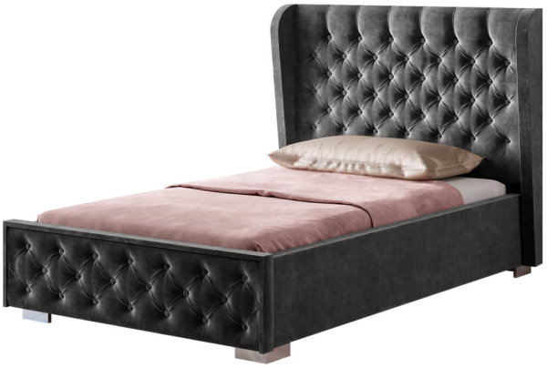 Кровать односпальная Франческа (СМ 120х200) без основания ( 120х200 , ЛДСП/МДФ/ткань , графит темный , без подъемного мех. , без ящиков , без матраса (Мебелони) ) Кровать односпальная Франческа (СМ 120х200) без основания ( 120х200 , ЛДСП/МДФ/ткань , графит темный , без подъемного мех. , без ящиков , без матраса (Мебелони) )