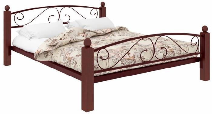 Кровать двуспальная Вероника Lux Plus (СМ 160х190) трубка металл ( 160х190 , металл/дерево , медная шагрень , без подъемного мех. , без ящиков , без матраса (Милсон) )
