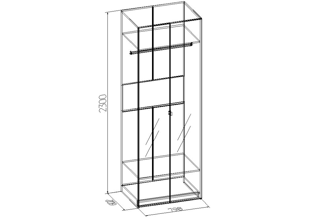 Фото Шкаф Bauhaus-8 (80) с зеркалами двухдверный от производителя Глазов в Армянске по цене 18 210 ₽