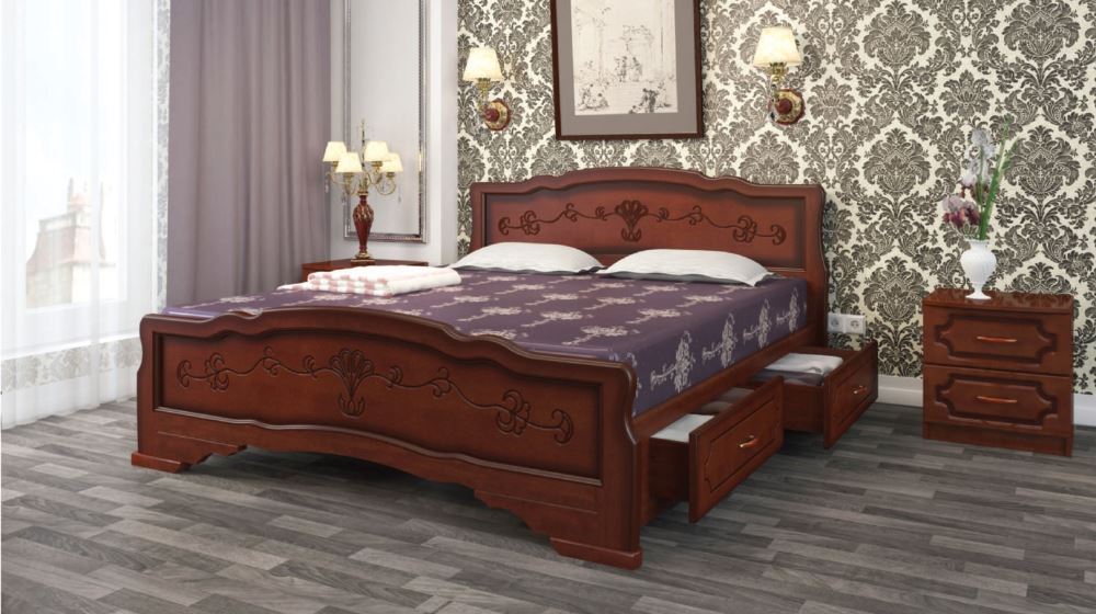 Фото Кровать односпальная Карина-6 (СМ 90х200) с выдвижными ящиками, без основания с универсальными царга от производителя Браво-мебель в Армянске по цене 26 220 ₽