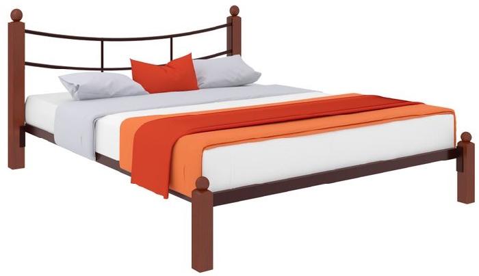 Кровать двуспальная София Lux (СМ 180х200) трубка металл ( 180х200 , металл/дерево , медная шагрень , без подъемного мех. , без ящиков , без матраса (Милсон) )