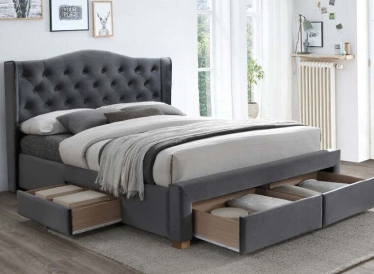 Фото Кровать двуспальная Signal Aspen velvet bluvel II (СМ 160х200) c ортопедическим основанием от производителя Signal в Армянске по цене 99 730 ₽
