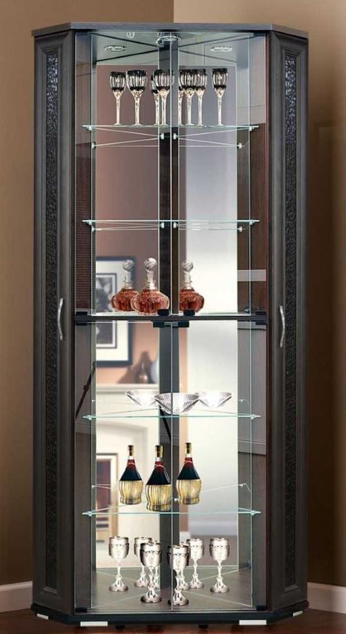 Фото Витрина-2 шкаф мцн угловой мдф-кожзам от производителя Марибель в Армянске по цене 35 290 ₽