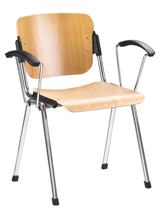 Фото Стул для посетителя Эра (Era) wood arm (хром) от производителя Новый стиль в Армянске по цене 4 840 ₽