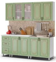 Кухня Люкс Прима (2,0) (серый, фотопечать-патина мятная,(БТС)) в Армянске от производителя 