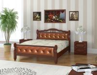 Кровать двуспальная Карина-11 (СМ 160х200) с элементами экокожи, без основания с универсальными царг в интернет магазине Планета Комфорта Фото derevyannye-krovati кровать двуспальная карина-11 (см 160х200) с элементами экокожи, без основания с универсальными царг производитель Браво-мебель