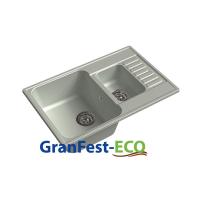Мойка Granfest eco-21К (ГР 740х480хh200) (шир.ящ.min 720) без сифона (Цвет мойки черный) в Армянске от производителя 