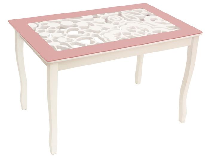 Стол обеденный Стиль 2 Ажур III mini  (№4 массив дерева, лдсп-стекло-пастель,  триумф белый (Мебель из стекла) ) Стол обеденный Стиль 2 Ажур III mini  (№4 массив дерева, лдсп-стекло-пастель,  триумф белый (Мебель из стекла) )