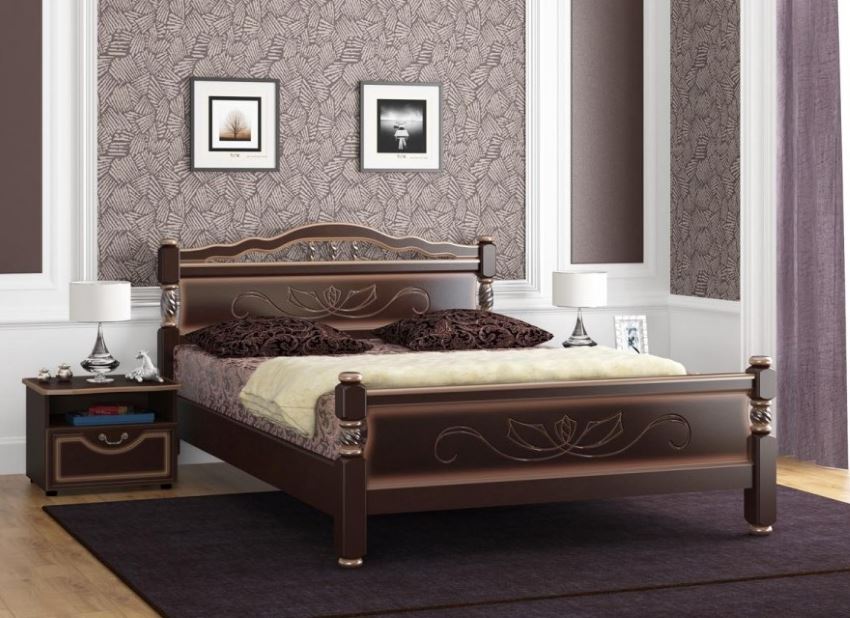 Фото Кровать двуспальная Карина-5 (СМ 140х200) без основания с универсальными царгами от производителя Браво-мебель в Армянске по цене 17&nbsp;530 ₽