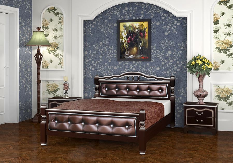 Фото Кровать односпальная Карина-11 (СМ 120х200) с элементами экокожи, без основания с универсальными цар от производителя Браво-мебель в Армянске по цене 16 680 ₽