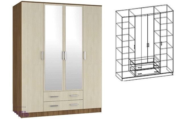 Фото Шкаф Светлана (168) четырехдверный от производителя Мебель Маркет в Армянске по цене 34&nbsp;440 ₽
