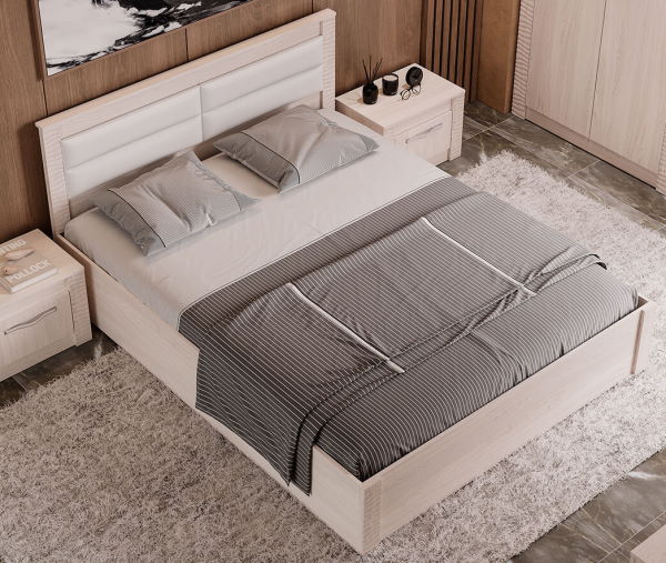 Фото Кровать двуспальная Монако КР-16 (СМ 160х200) с основанием (Мебелони) в Армянске по цене 11 850 ₽ от производителя Мебелони, код товара  шт Фото Кровать двуспальная Монако КР-16 (СМ 160х200) с основанием (Мебелони) от производителя Мебелони в Армянске по цене 11 850 ₽